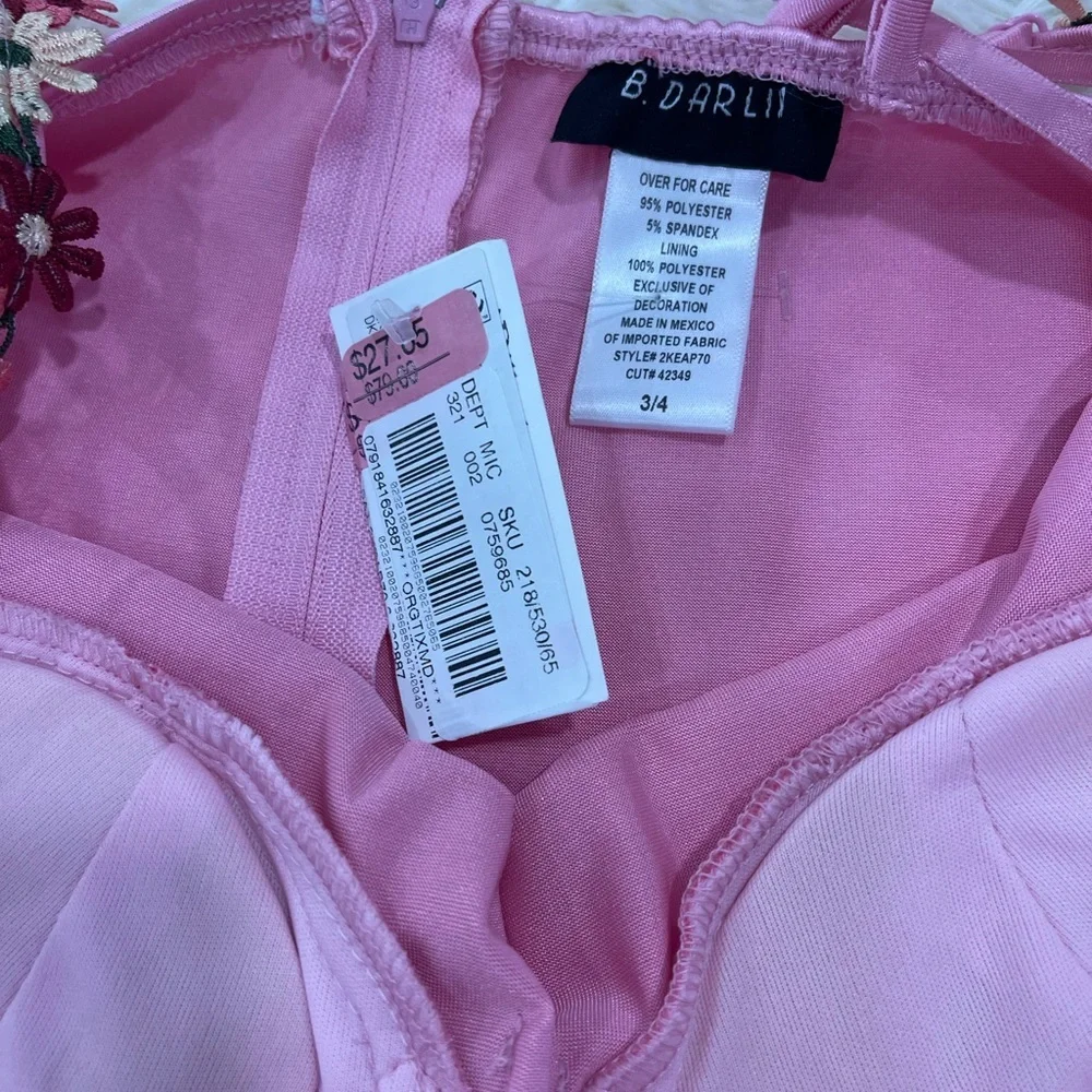 B Darlin Pink Floral Satin Gown